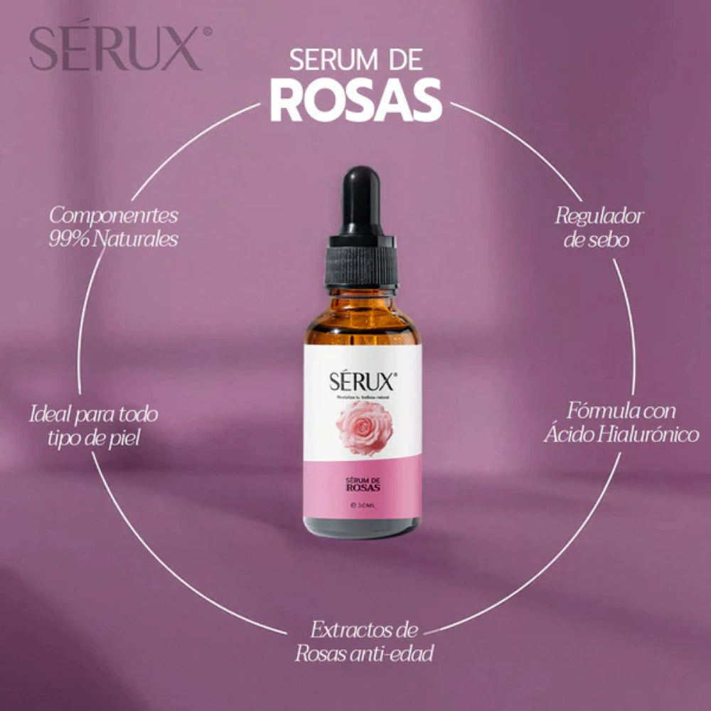 Serux® Serum de Rosas Facial – Juventud, frescura y firmeza en cada gota